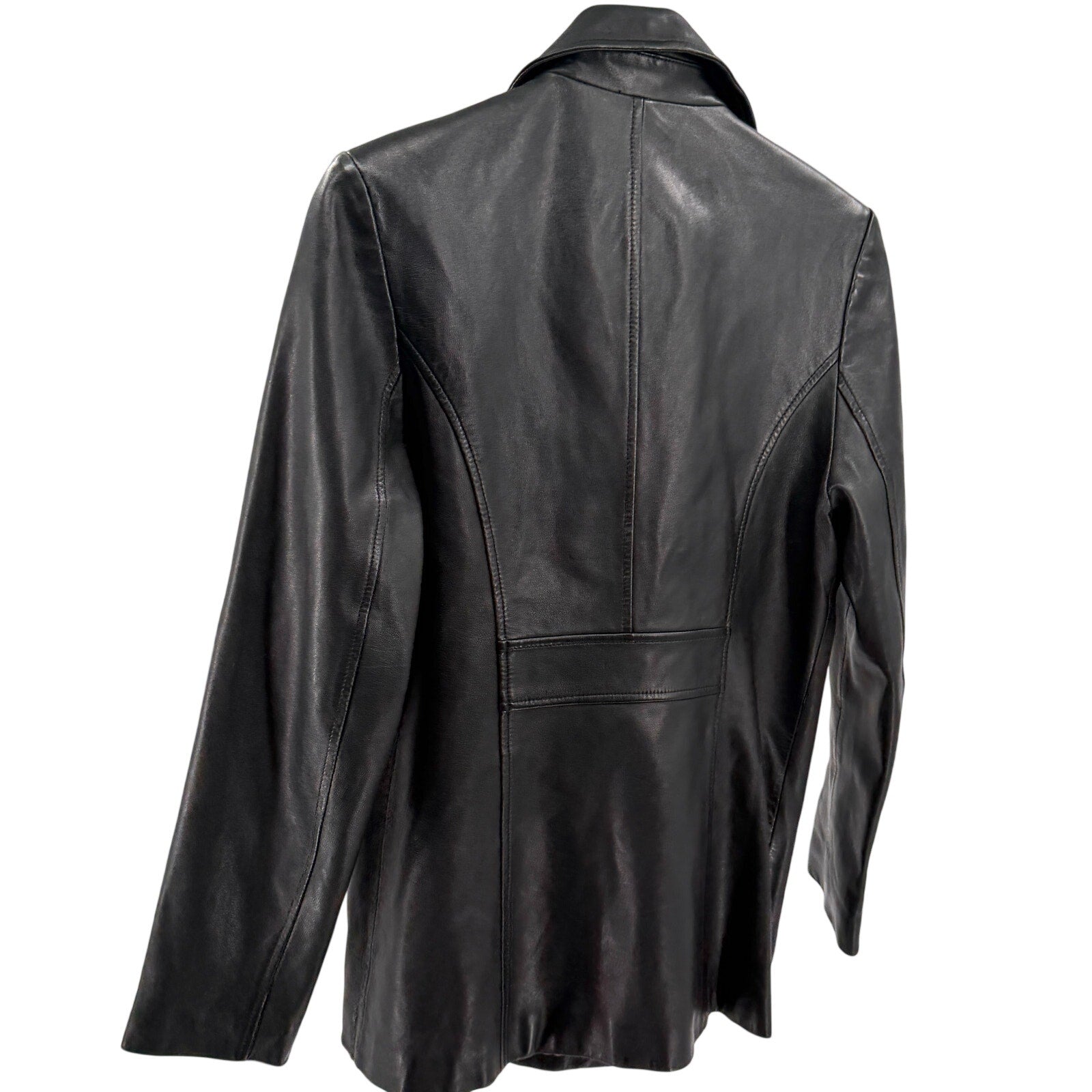 Vintage 90s Guess Mod Black Genuine Leather Double-Breasted Jacket