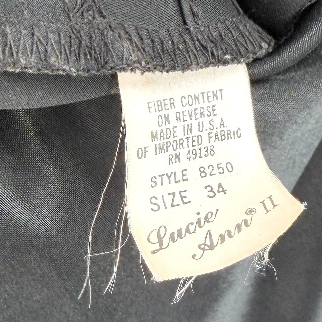 Vintage 80s Lucie Ann II Black Pleated Bodice Satin Camisole Top