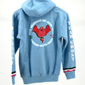 Vincent BJJ Powder Blue Carlson Gracie Miami Team Ghost Zip-Up Kids Hoodie