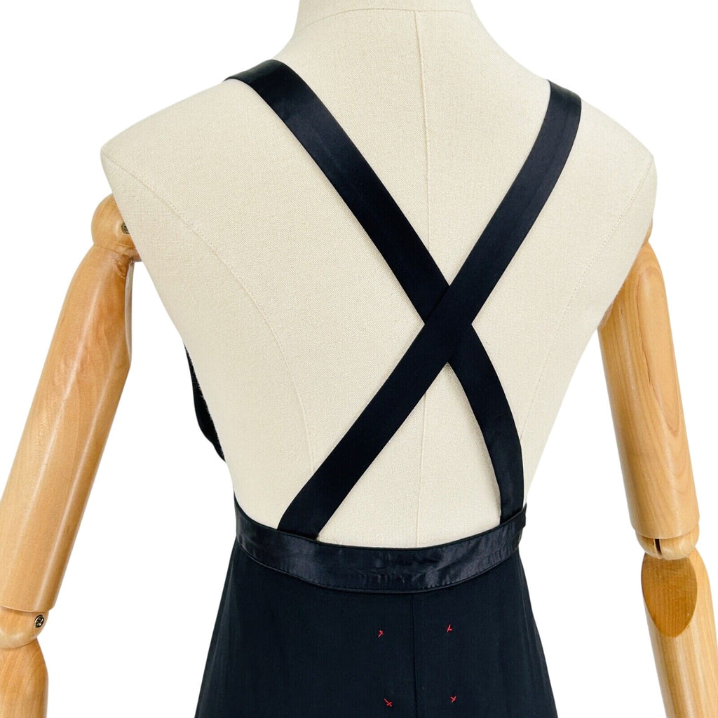 In The Now Black 100% Silk Plunging Button Front Dress