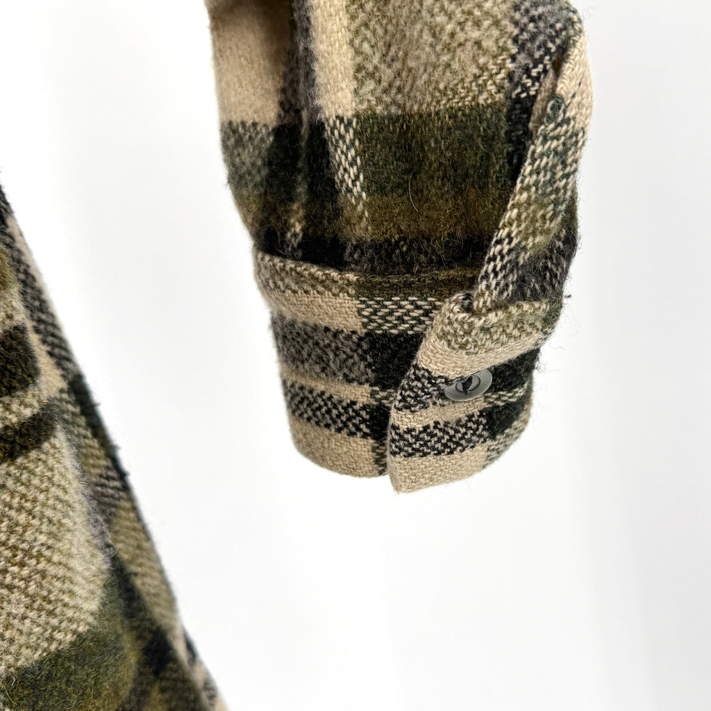Vintage 70s Pioneer Sportswear Green 100% Wool Plaid Flannel Shirt Jacket