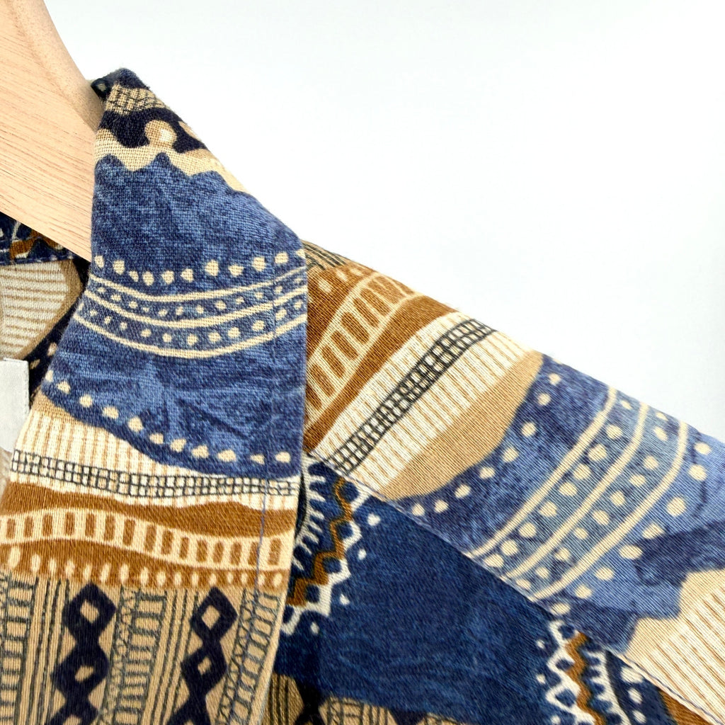 Vintage 90s Mondo di Marco Blue Tribal Italian Print Shirt