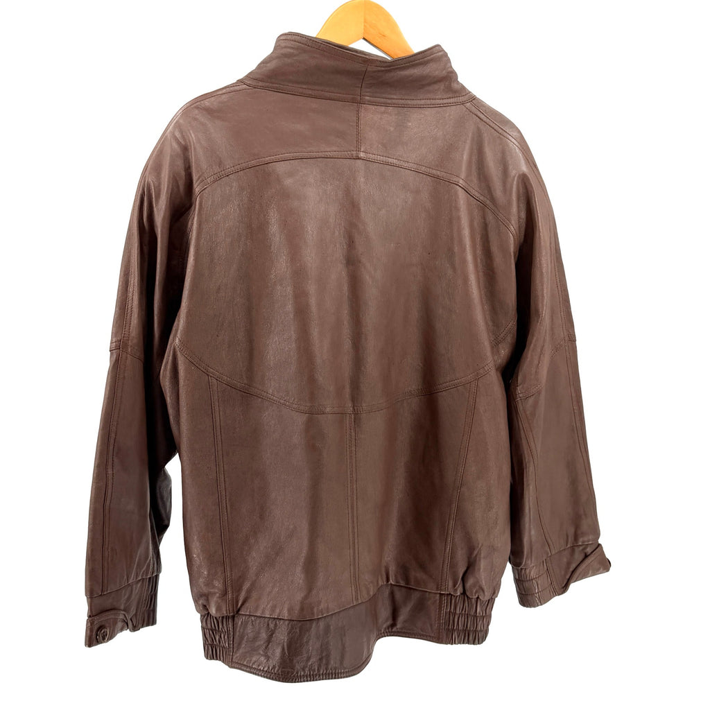 Vintage 80s Fiona Scanskin Brown Genuine Leather Bomber Jacket