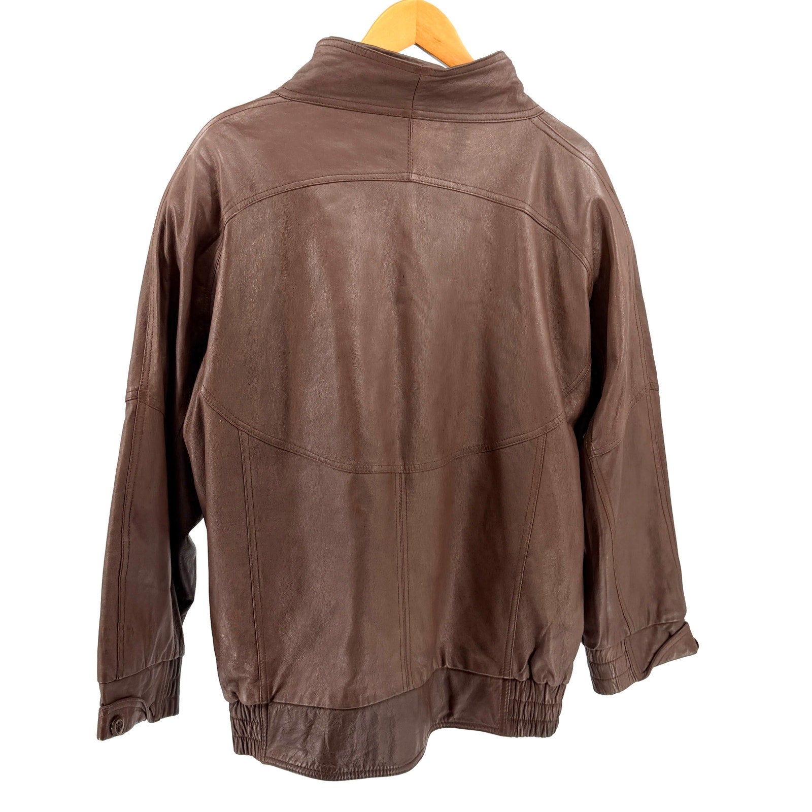 Vintage 80s Fiona Scanskin Brown Genuine Leather Bomber Jacket