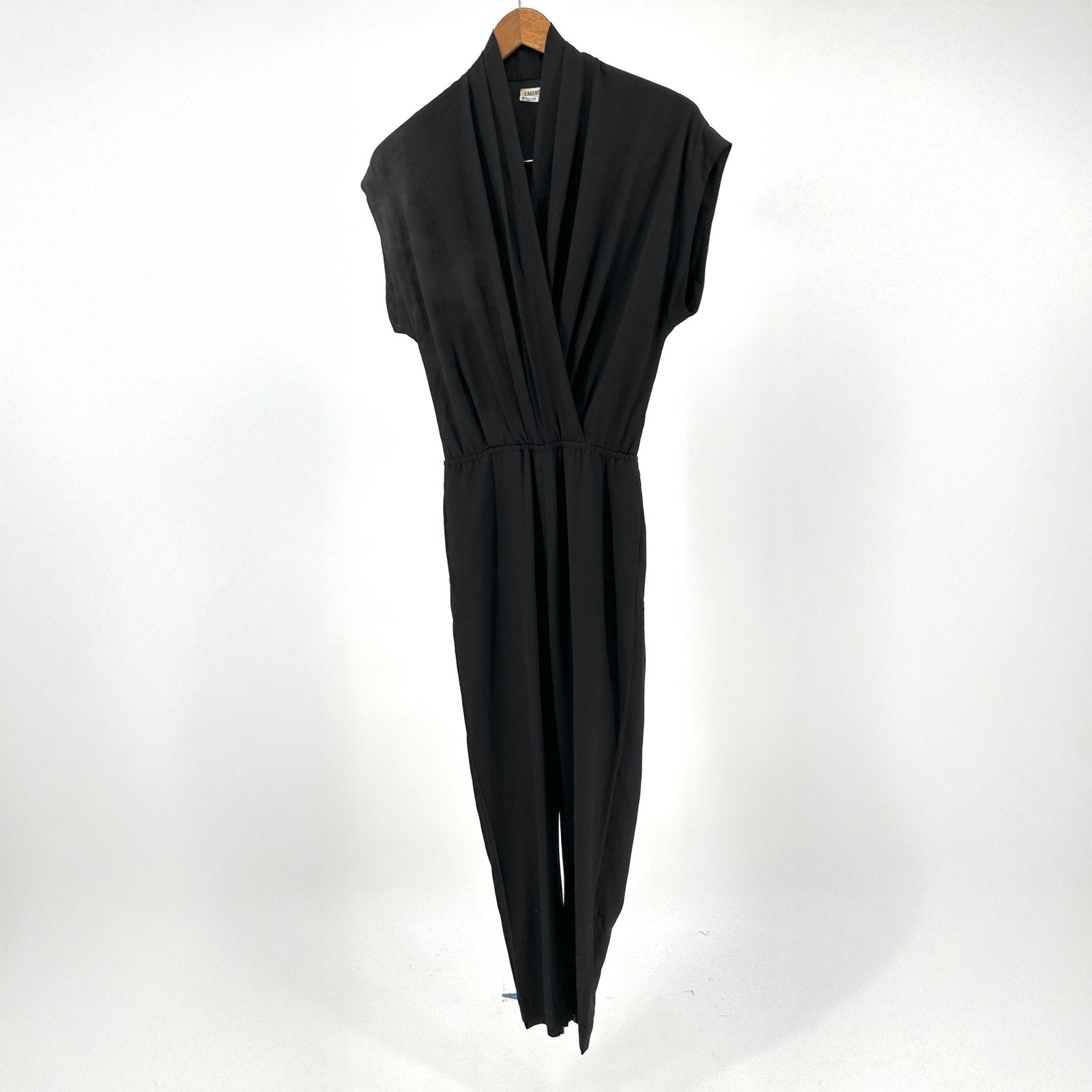 L’Agence Black Viscose Minimalist Tapered-Leg Zipper Jumpsuit
