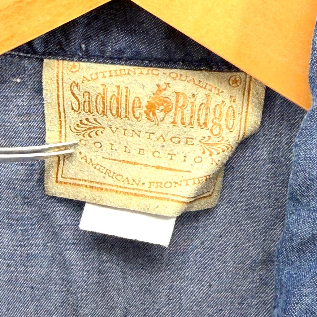 Vintage 90s Saddle Ridge Blue Western Star Button Asymmetrical Sleeveless Top