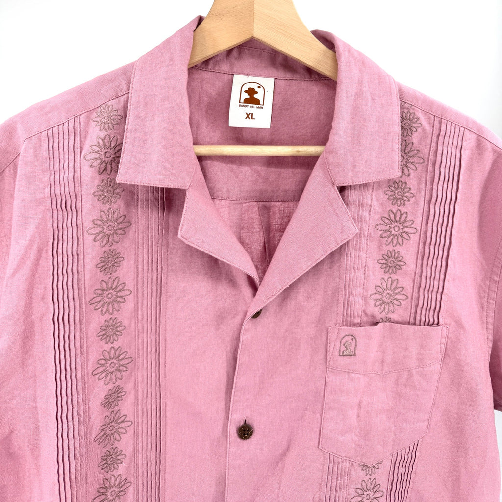 Dandy Del Mar The Gaucho Dusty Pink Mauve Embroidered Guayabera Shirt