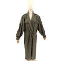Vintage 80s Argenti Olive Green 100% Silk Lightweight Trench Coat Duster