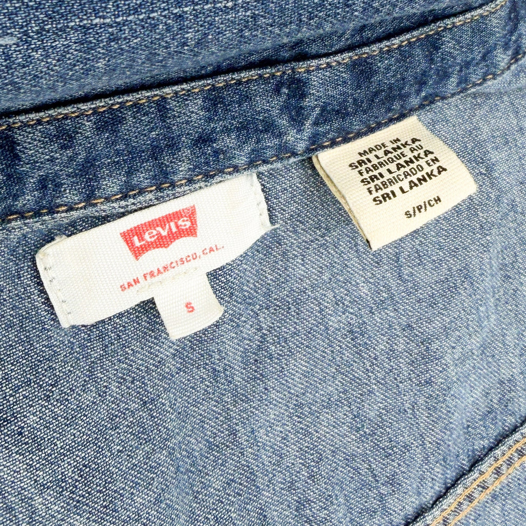 Levi's Blue 100% Cotton Sleeveless Snap Front Denim Mini Shirt Dress