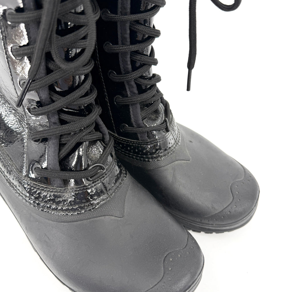 The North Face Black Patent Trim Waterproof Lace Up Snow Boots