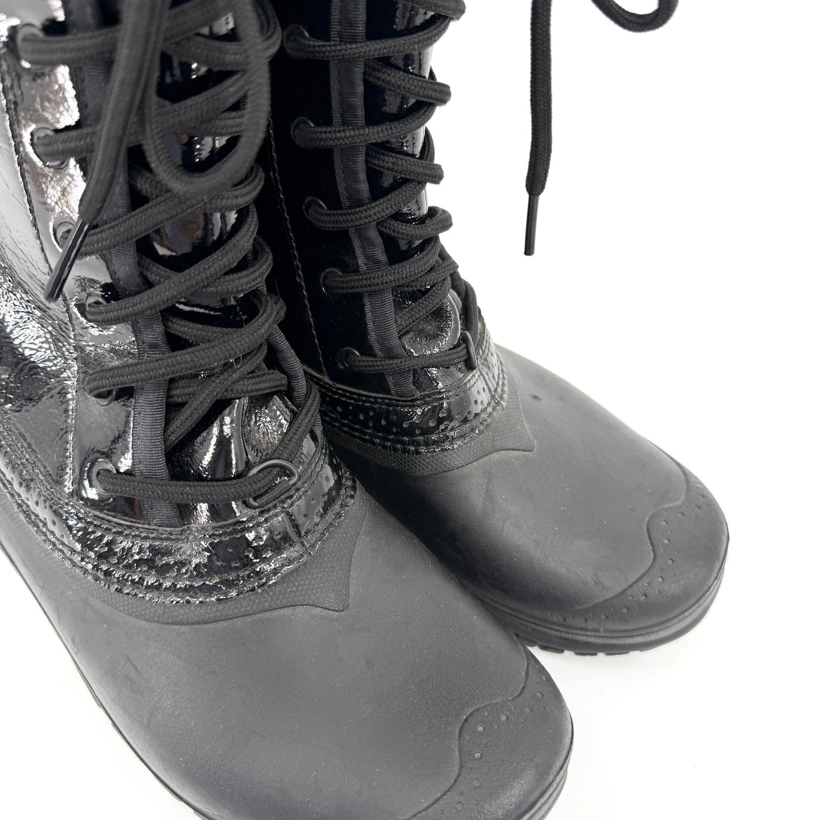 The North Face Black Patent Trim Waterproof Lace Up Snow Boots