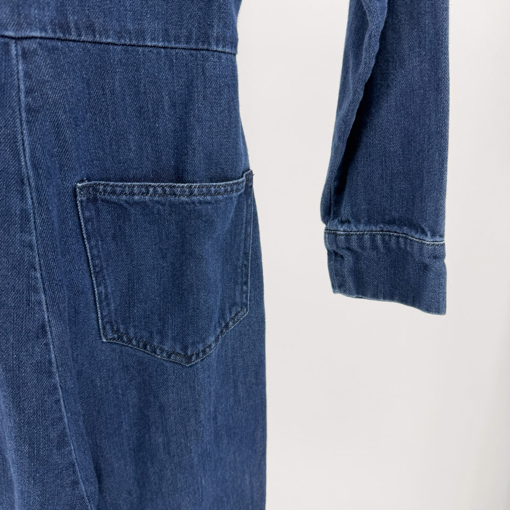& Other Stories Dark Blue 100% Cotton Utility Tie Waist Boiler Suit