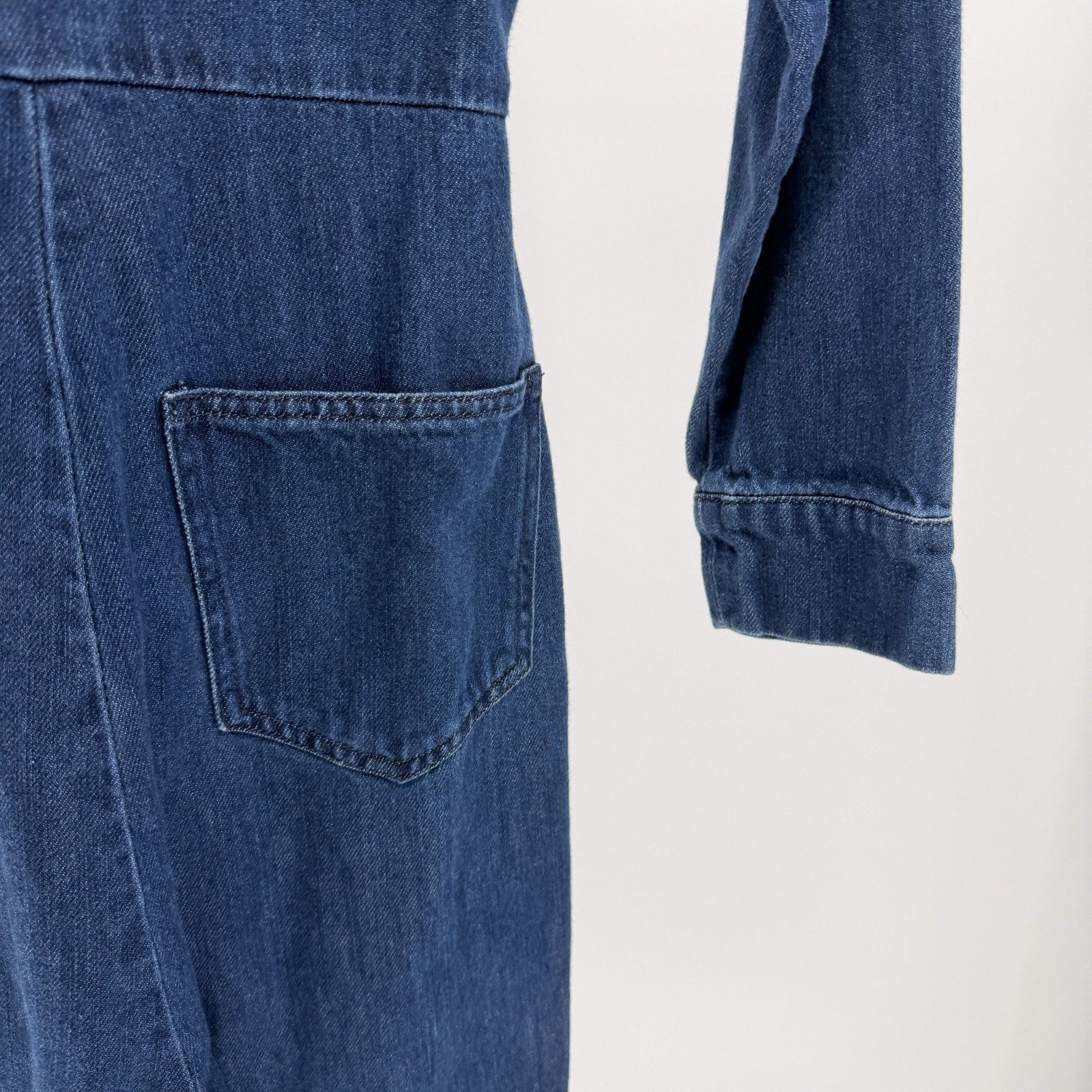 & Other Stories Dark Blue 100% Cotton Utility Tie Waist Boiler Suit