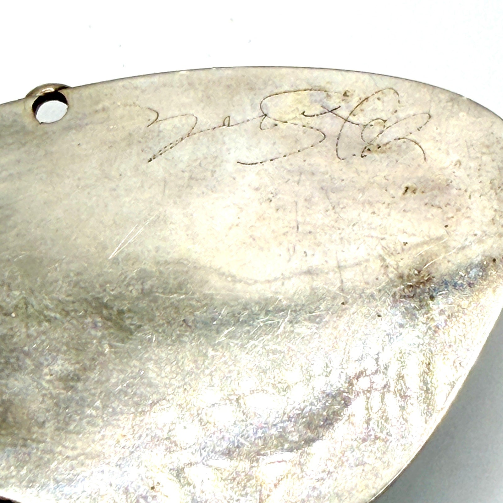 Vintage 90s Signed Rainbow Iridescent Sterling Silver Aura Druzy Quartz Pendant