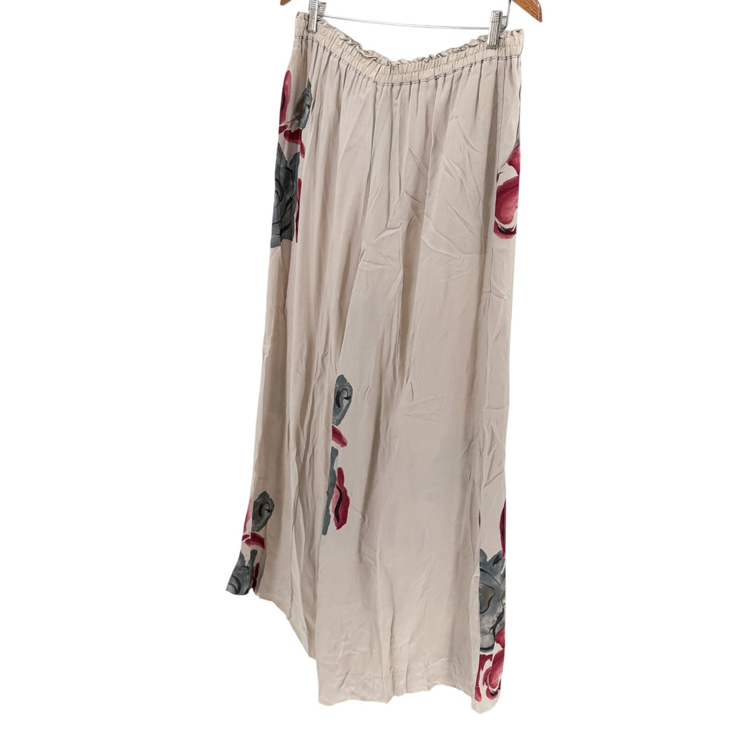 Vintage 90s Dorothy Schoelen Platinum Beige Red Floral Blazer Wide Leg Pants Set