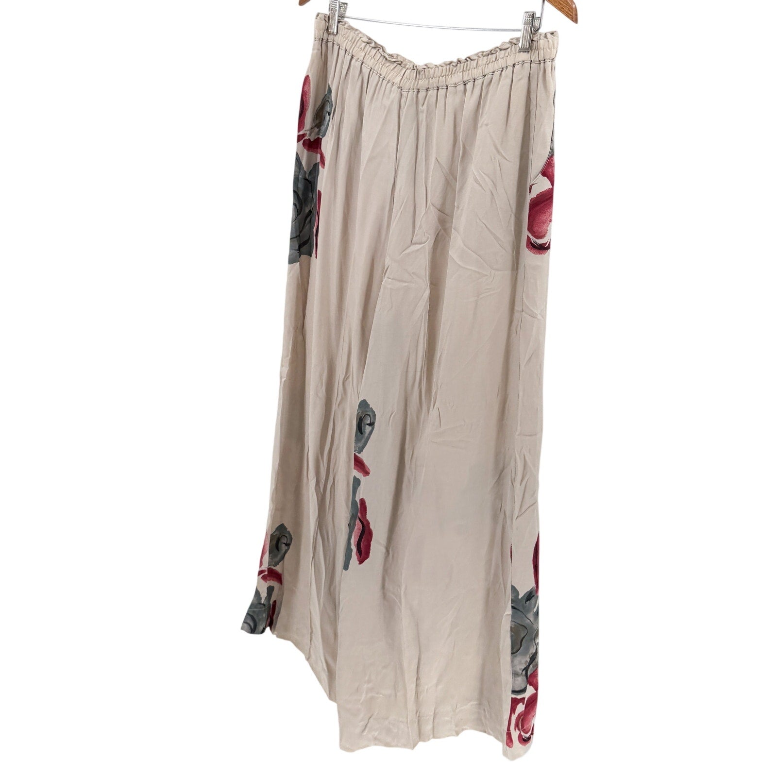 Vintage 90s Dorothy Schoelen Platinum Beige Red Floral Blazer Wide Leg Pants Set