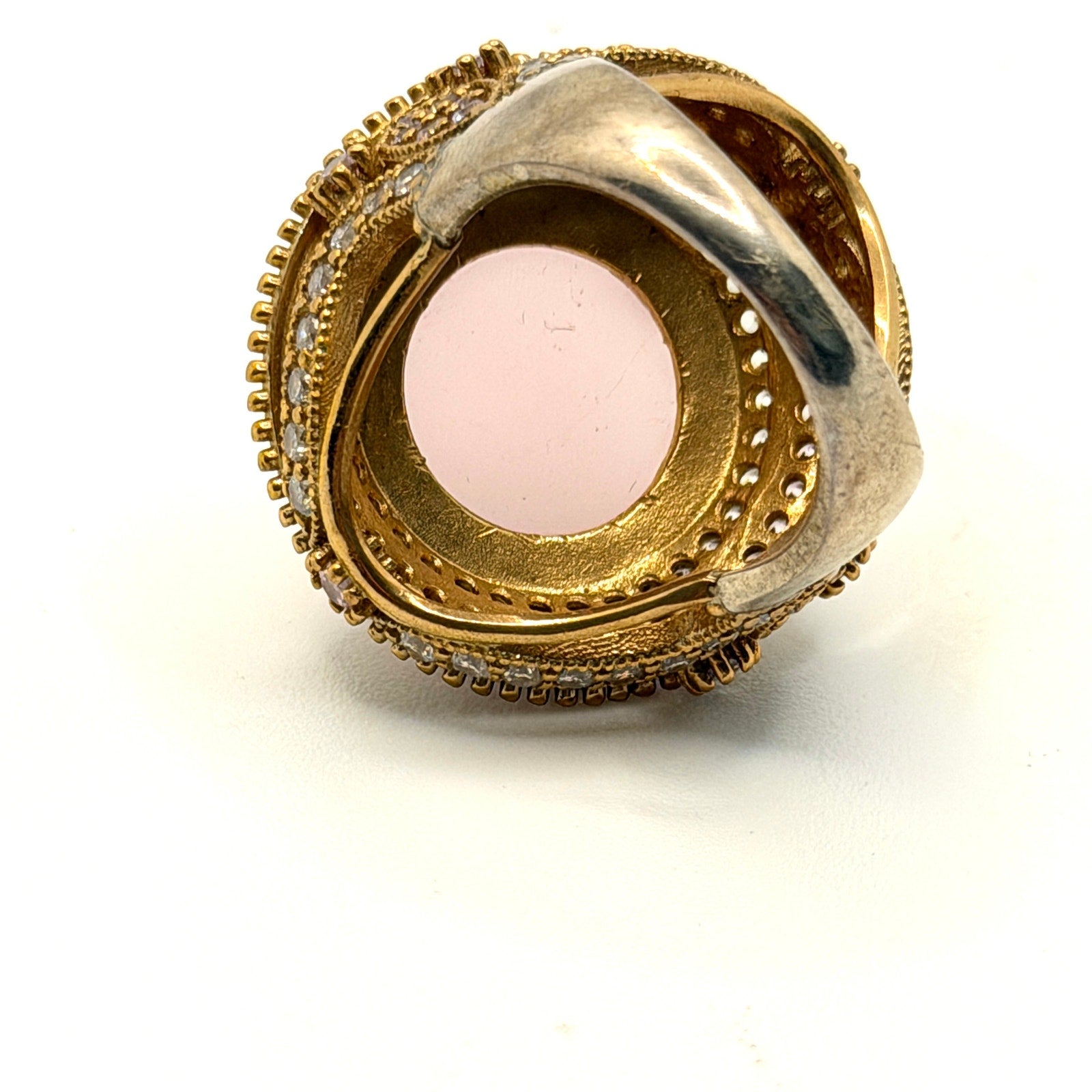Vintage Y2K Gold Vermeil Ottoman Style Rose Quartz Cocktail Ring