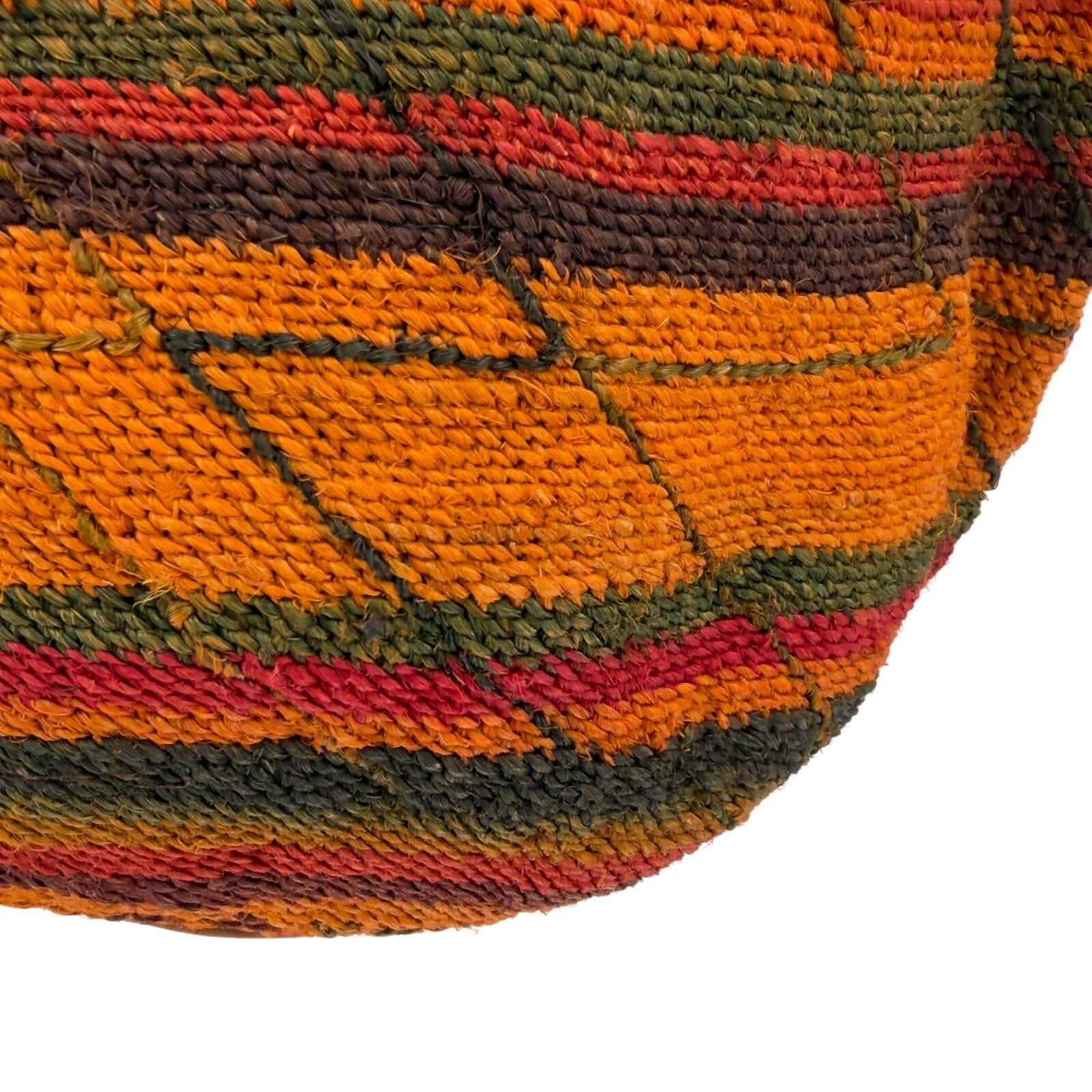 Vintage 80s Multicolor Woven Genuine Leather Trim Round Shoulder Bag