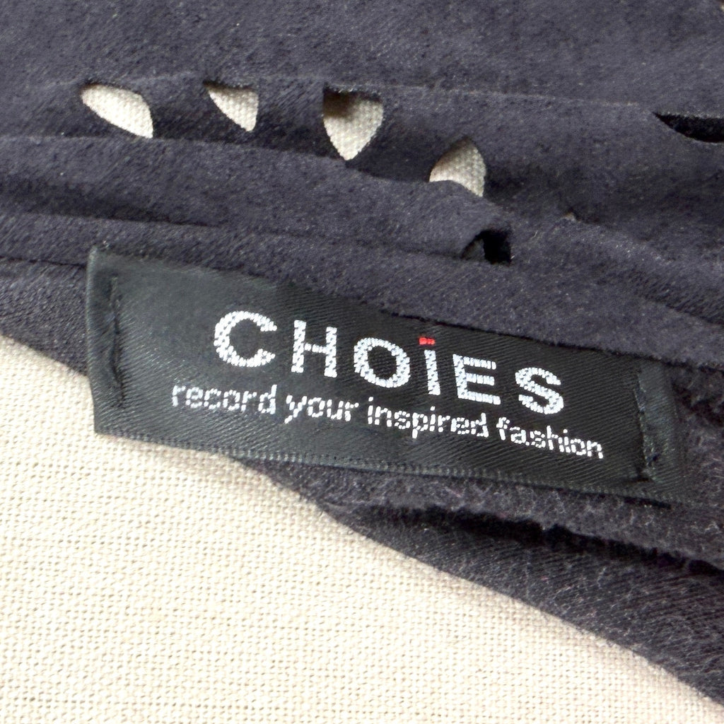 Choies Black Laser Cut Fringe Ruana Shawl