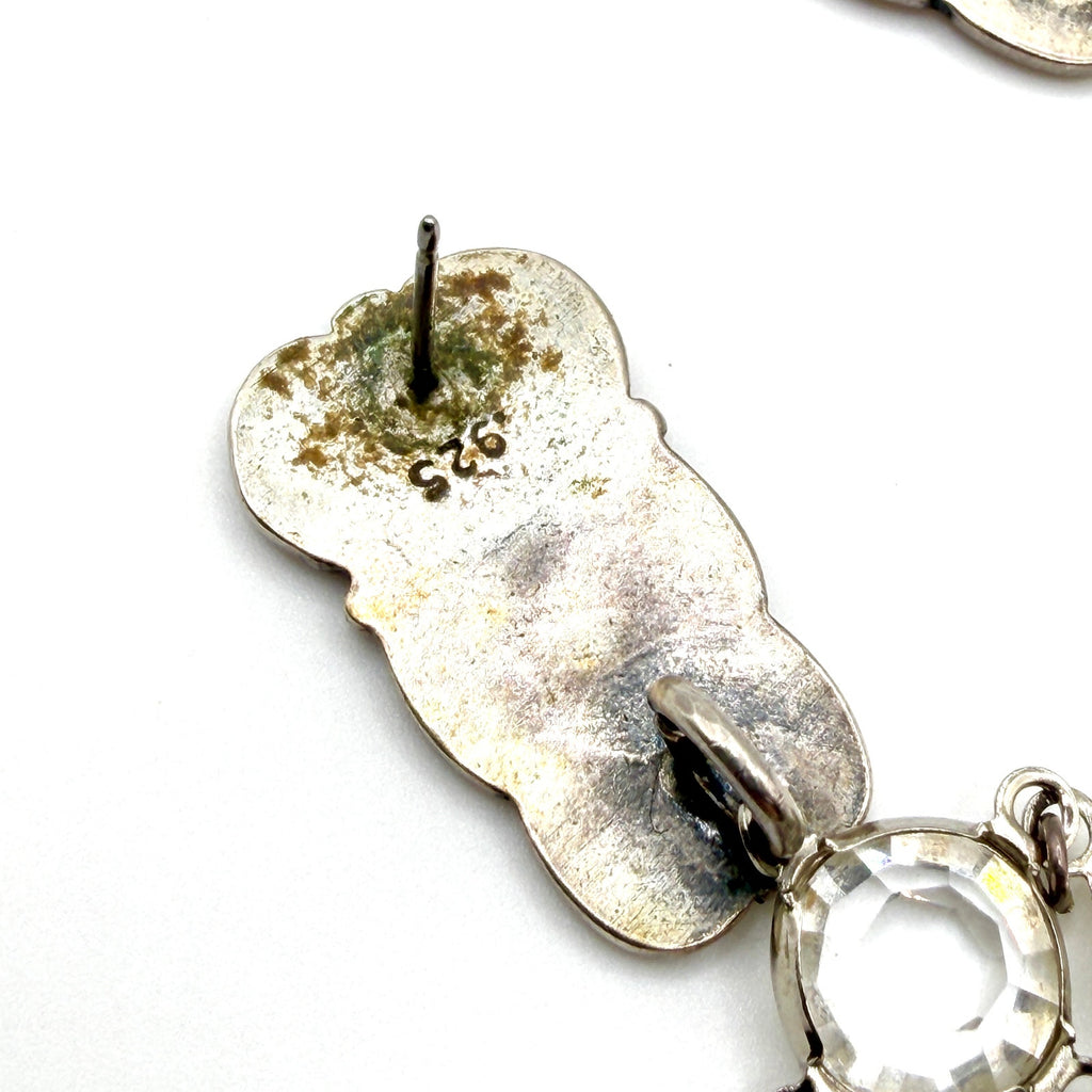 Vintage 90s Sterling Silver Clear Glass Stamped Chandelier Drop Earrings
