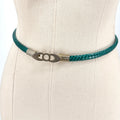Vintage 90s Green Teal Genuine Snakeskin Super Skinny Belt