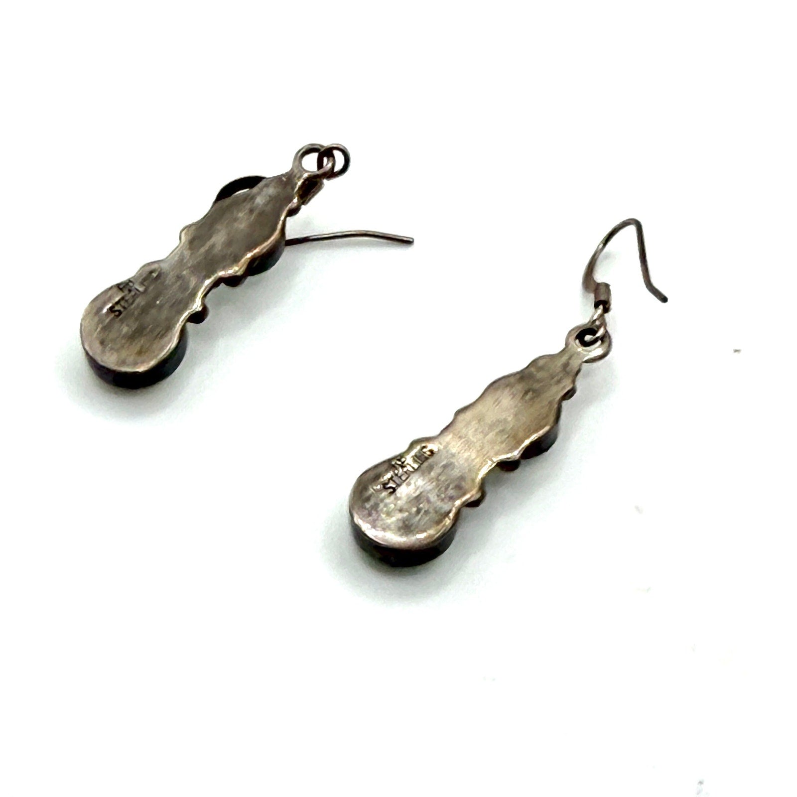 Vintage 90s Richard Begay Artist Signed Sterling Silver Opal Navajo Earrings