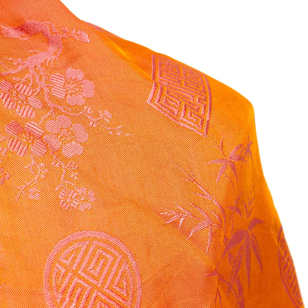 Pink Peach 100% Silk Chinoiserie Shou Pattern Scarf