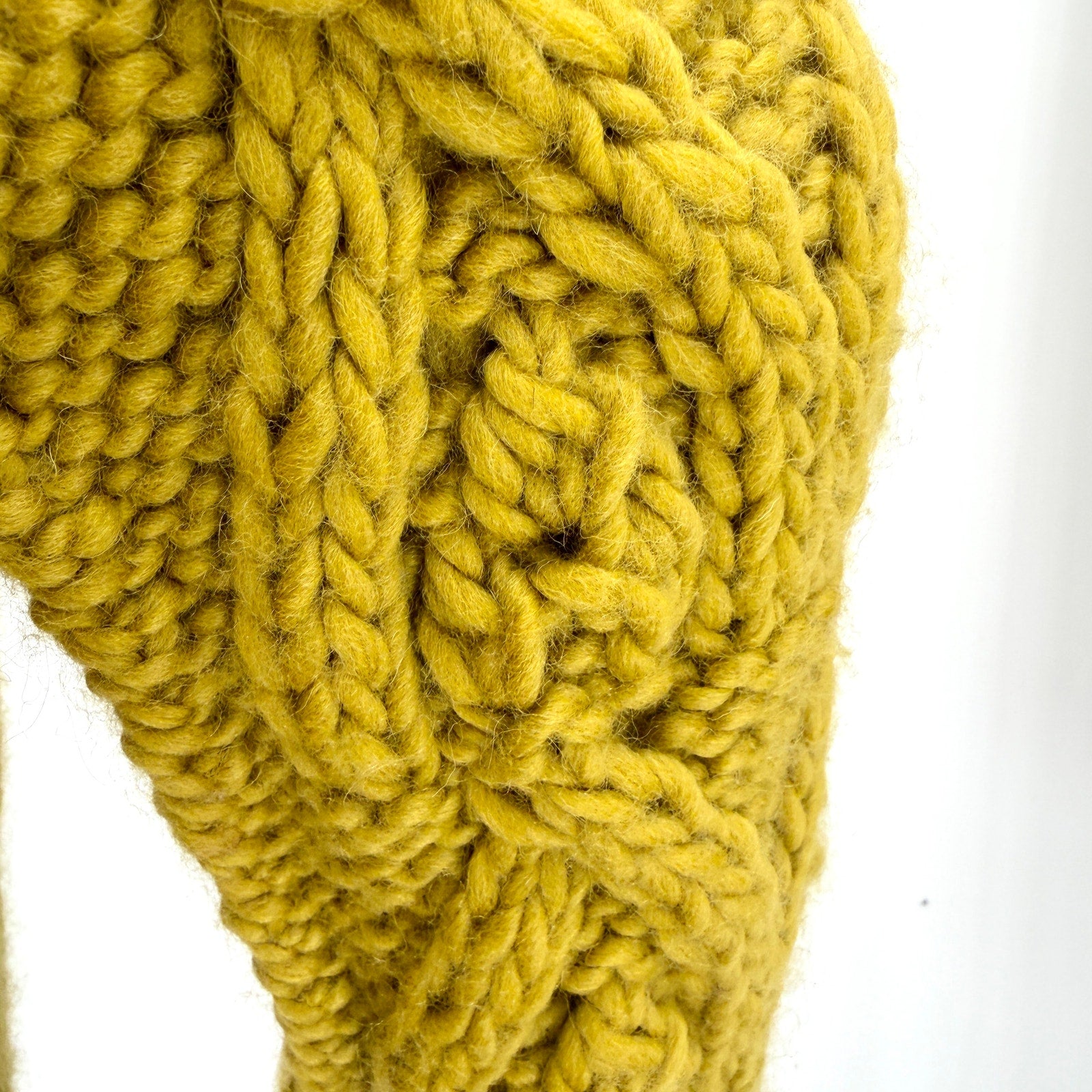Yellow Chunky Hand Knit Shawl Collar Cardigan