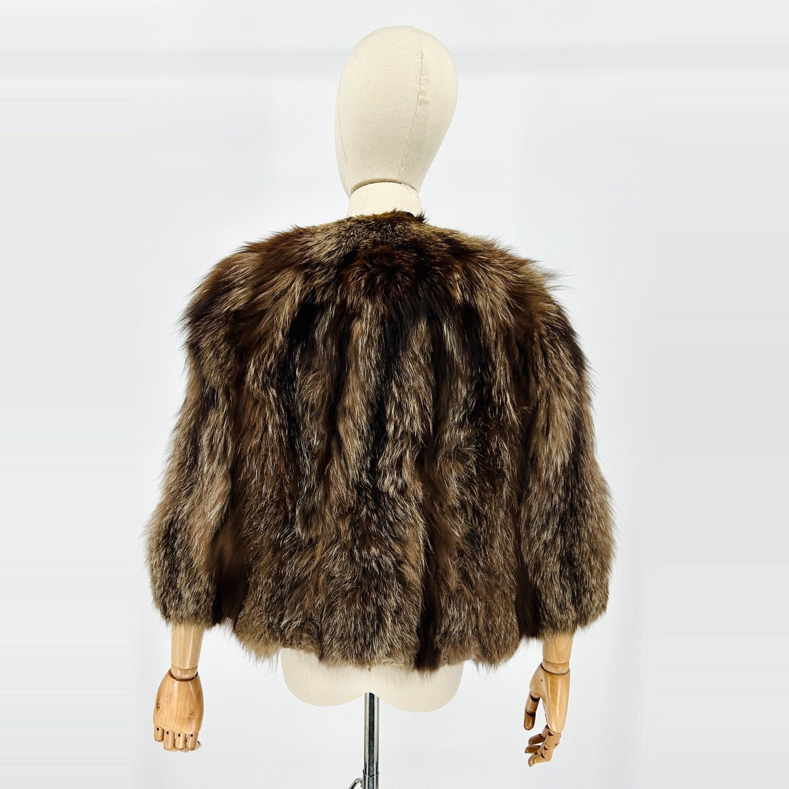 Vintage 50s Brown Genuine Fur Long Pile Glam Capelet Stole