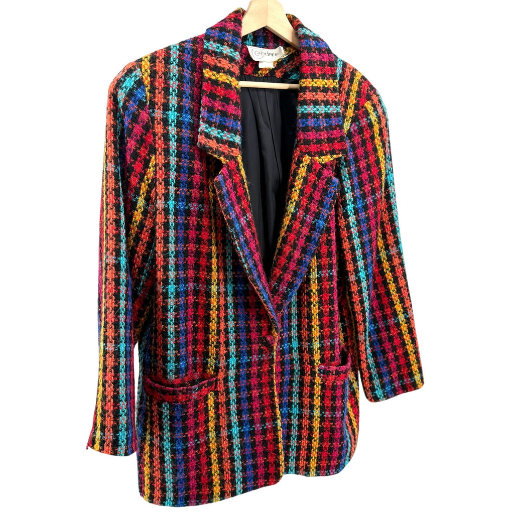 Vintage 90s Cedars Rainbow Tweed Oversized Blazer