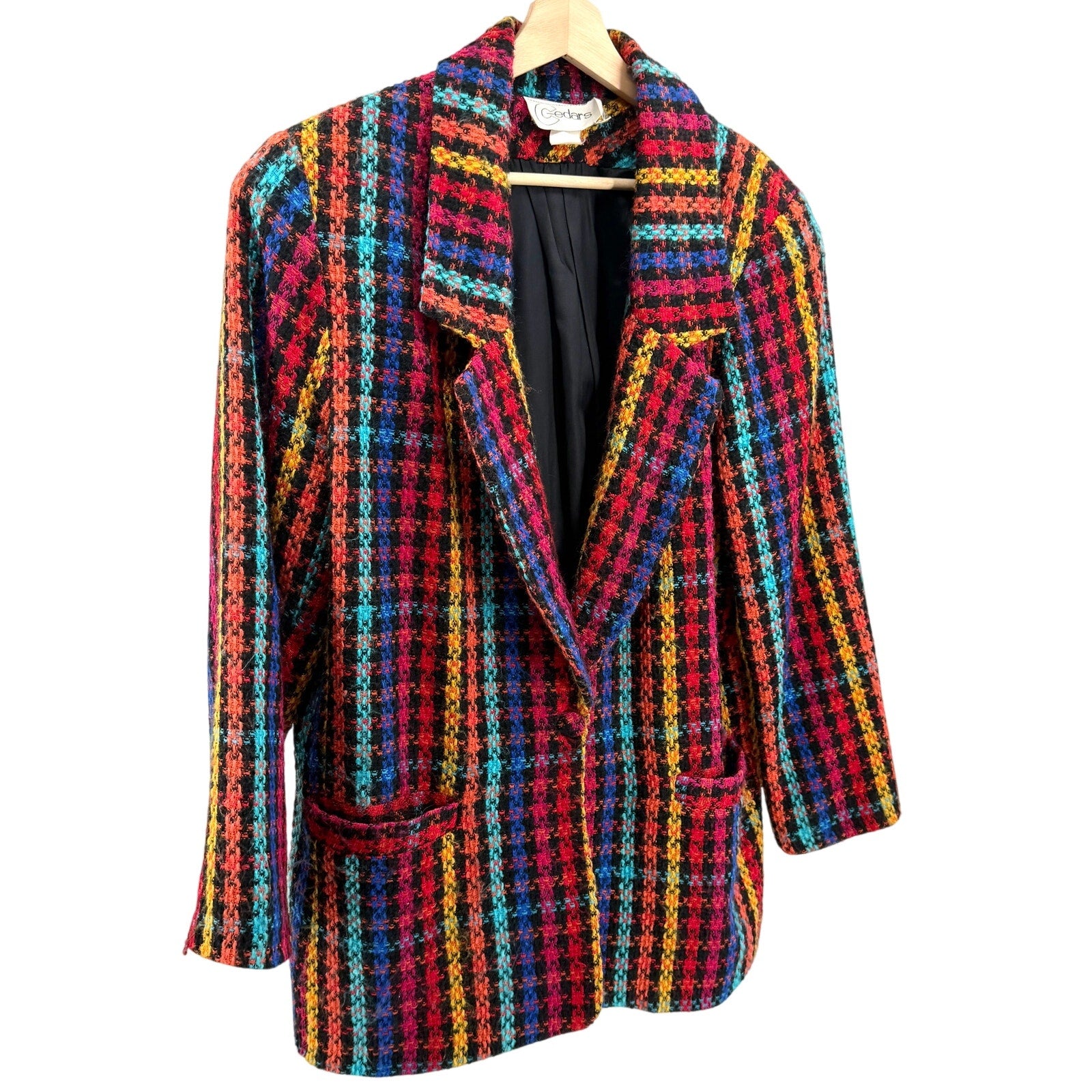 Vintage 90s Cedars Rainbow Tweed Oversized Blazer