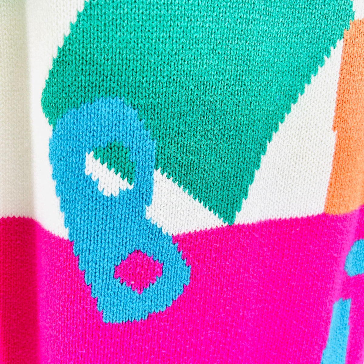 Vintage 90s Bruna Cavvalini White 100% Cotton Geometric Letter Print Sweater