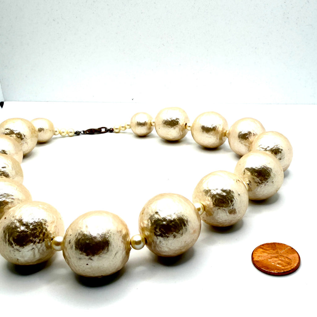 Vintage 90s Mother of Pearl Chunky Oversized Statement Necklace