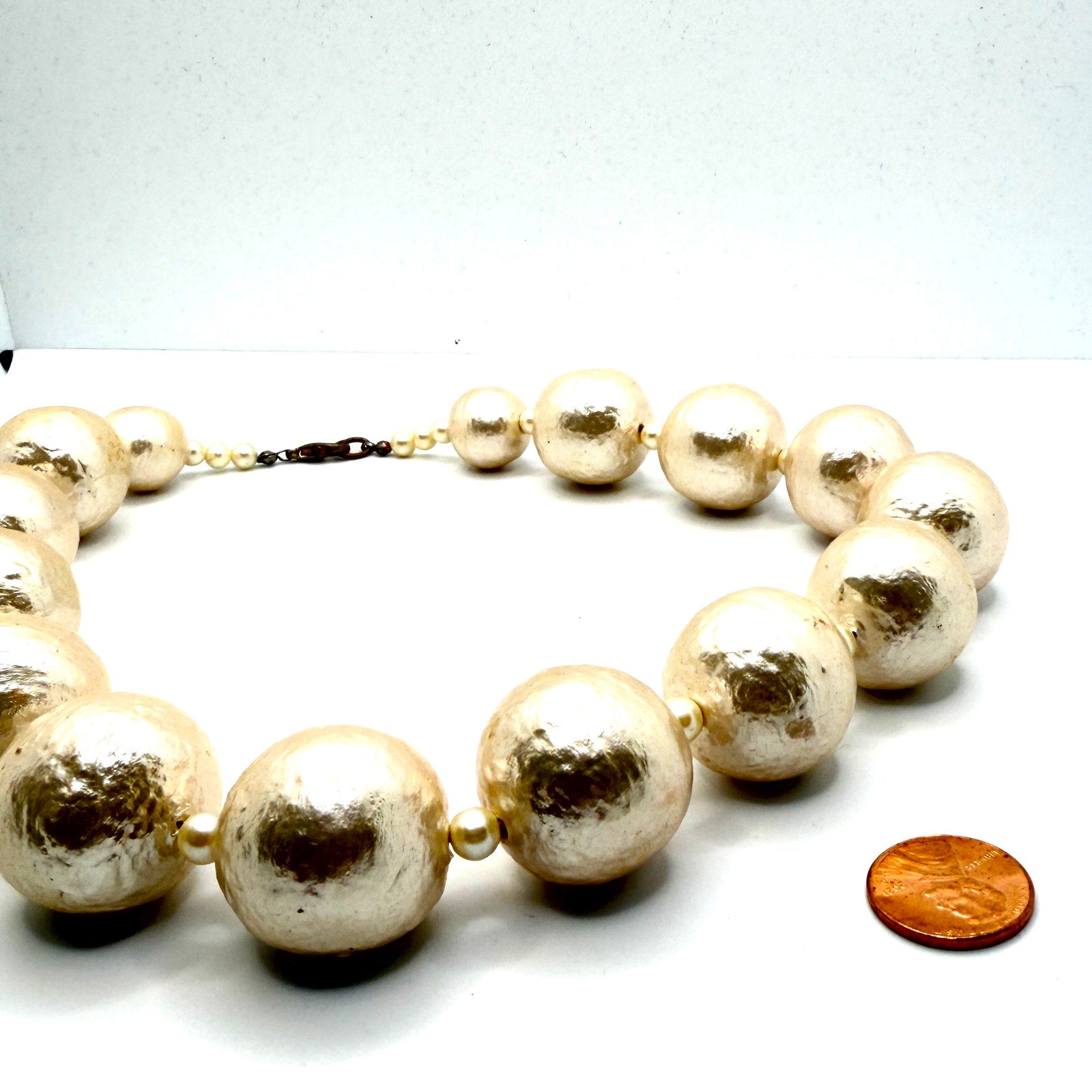 Vintage 90s Mother of Pearl Chunky Oversized Statement Necklace