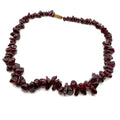 Vintage 90s Red Garnet Gemstone Chip Strand Barrel Clasp Necklace