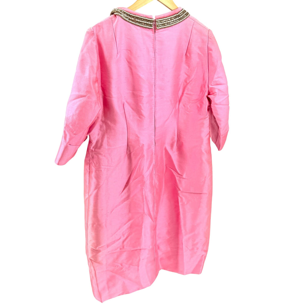 Vintage 60s Beaded Faux Pearl Iridescent Tunic Shift Dress