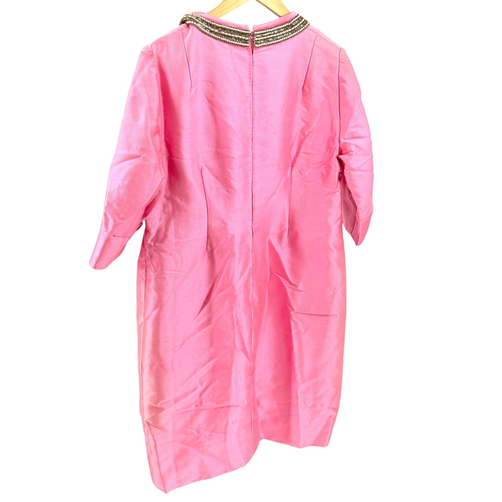 Vintage 60s Beaded Faux Pearl Iridescent Tunic Shift Dress