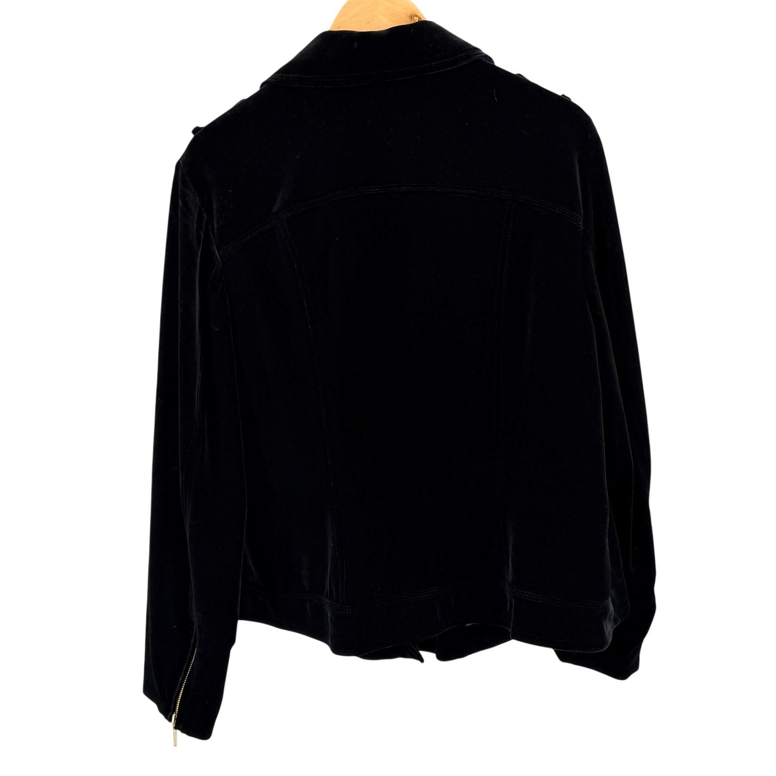 INC International Concepts Black Velvet Gold Hardware Moto Moto Jacket