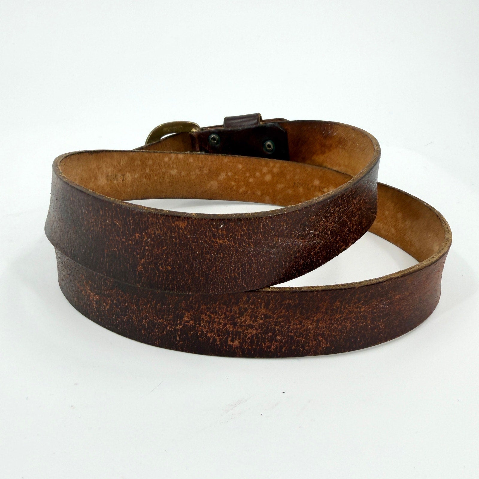 Vintage 90s Rovden Genuine Leather 12 Gauge Shotgun Shell Brass Buckle Belt