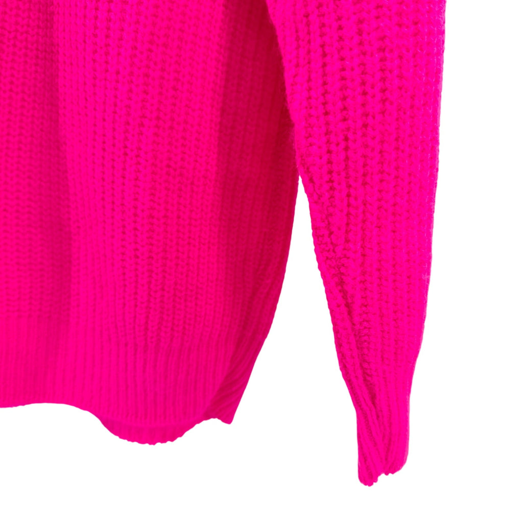 Vintage 80s Donagain Neon Pink Chunky Knit Crewneck Sweater