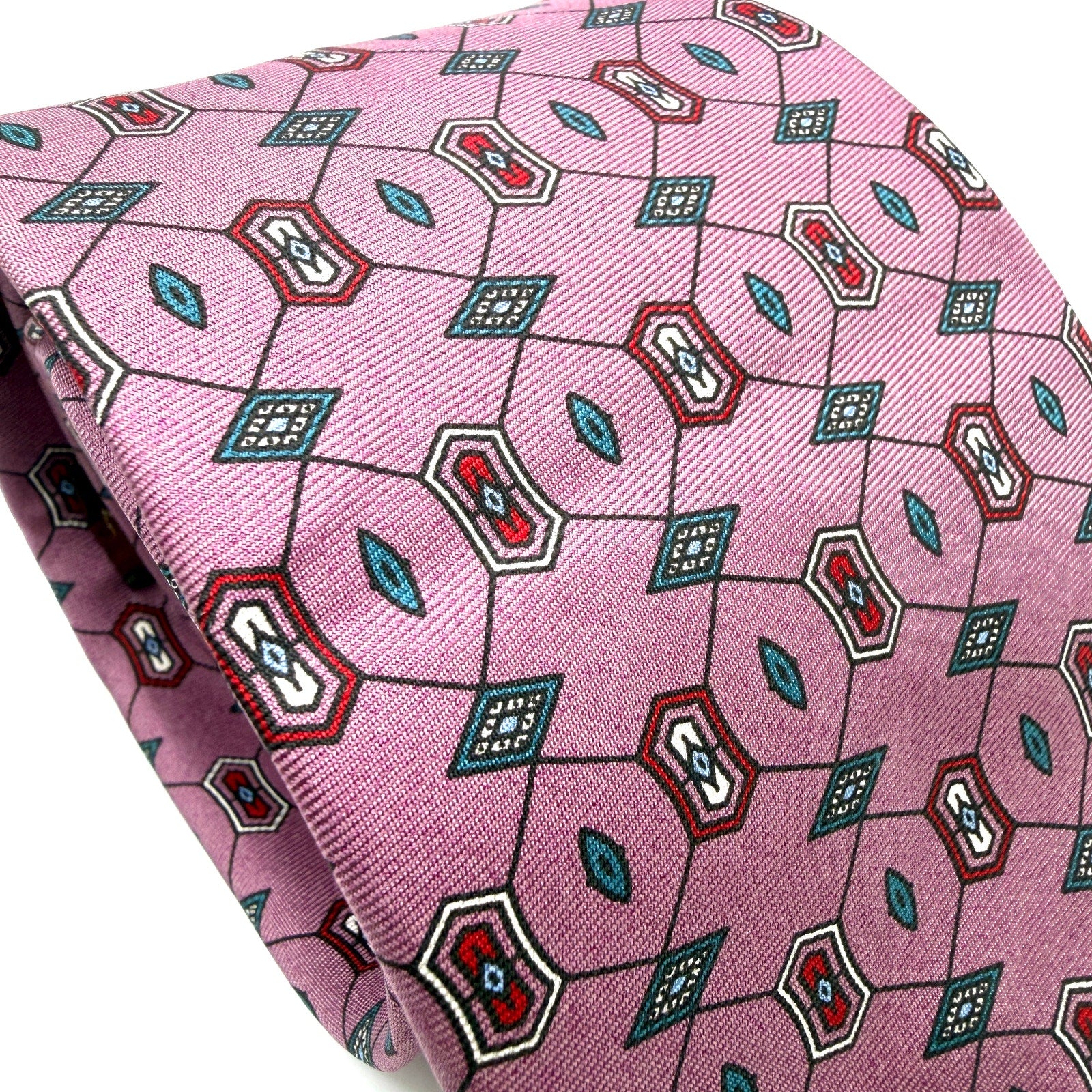 Vintage 90s Charles Jourdan Purple 100% Silk Geometric Necktie