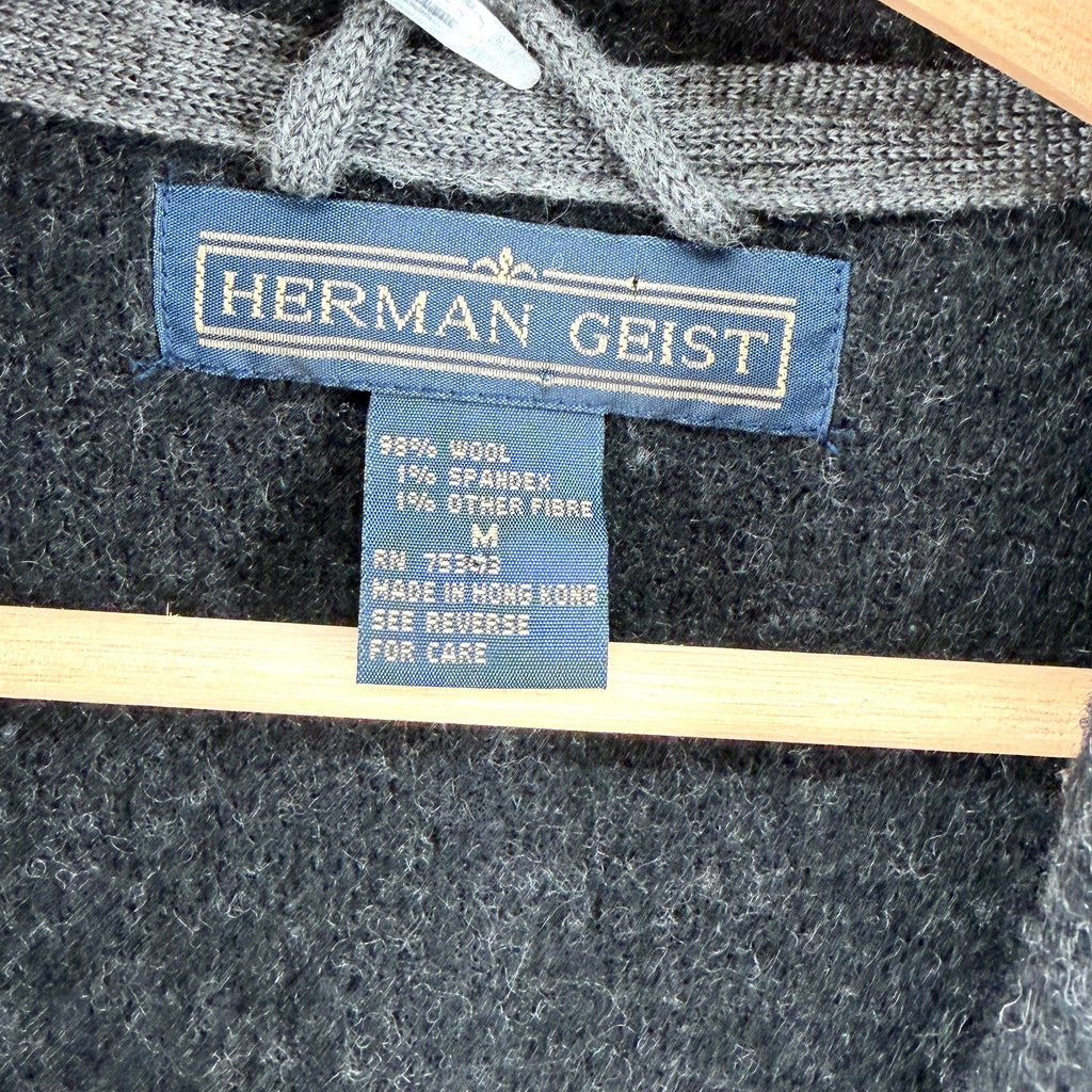 Vintage 90s Herman Geist Charcoal Gray Contrast Collar Zip Jacket