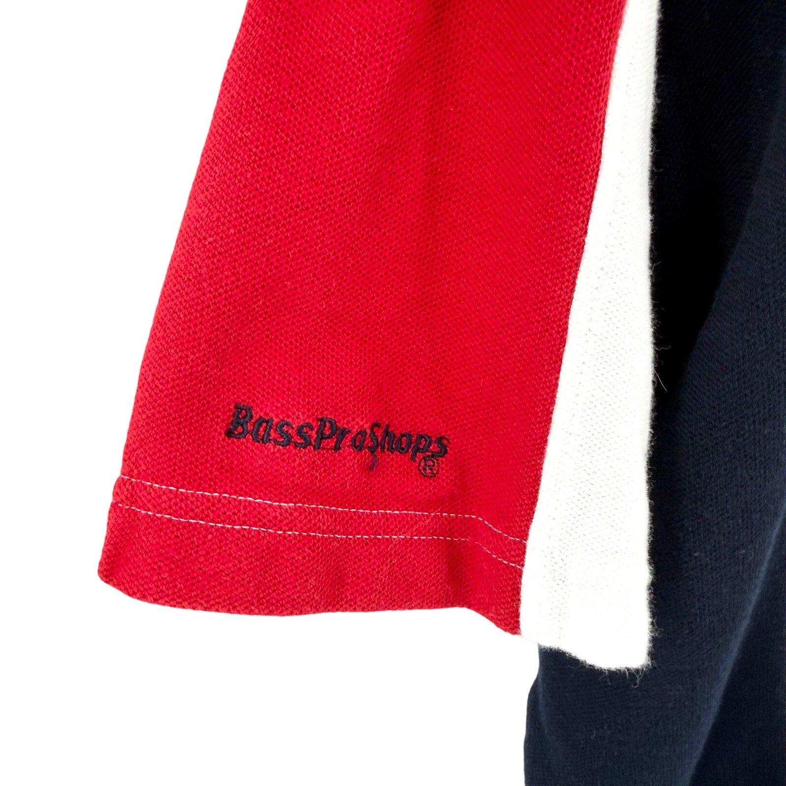 RedHead by Bass Pro Shops Red White Navy Colorblock 100% Cotton Polo