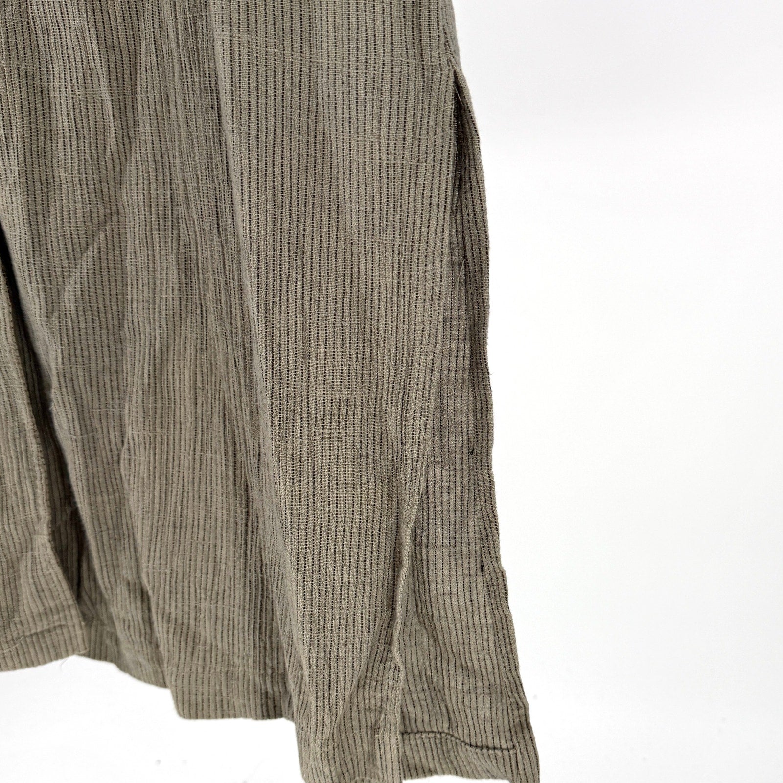 Vintage 80s Pebble Rayon Sage Green Striped Iridescent Button Duster Jacket