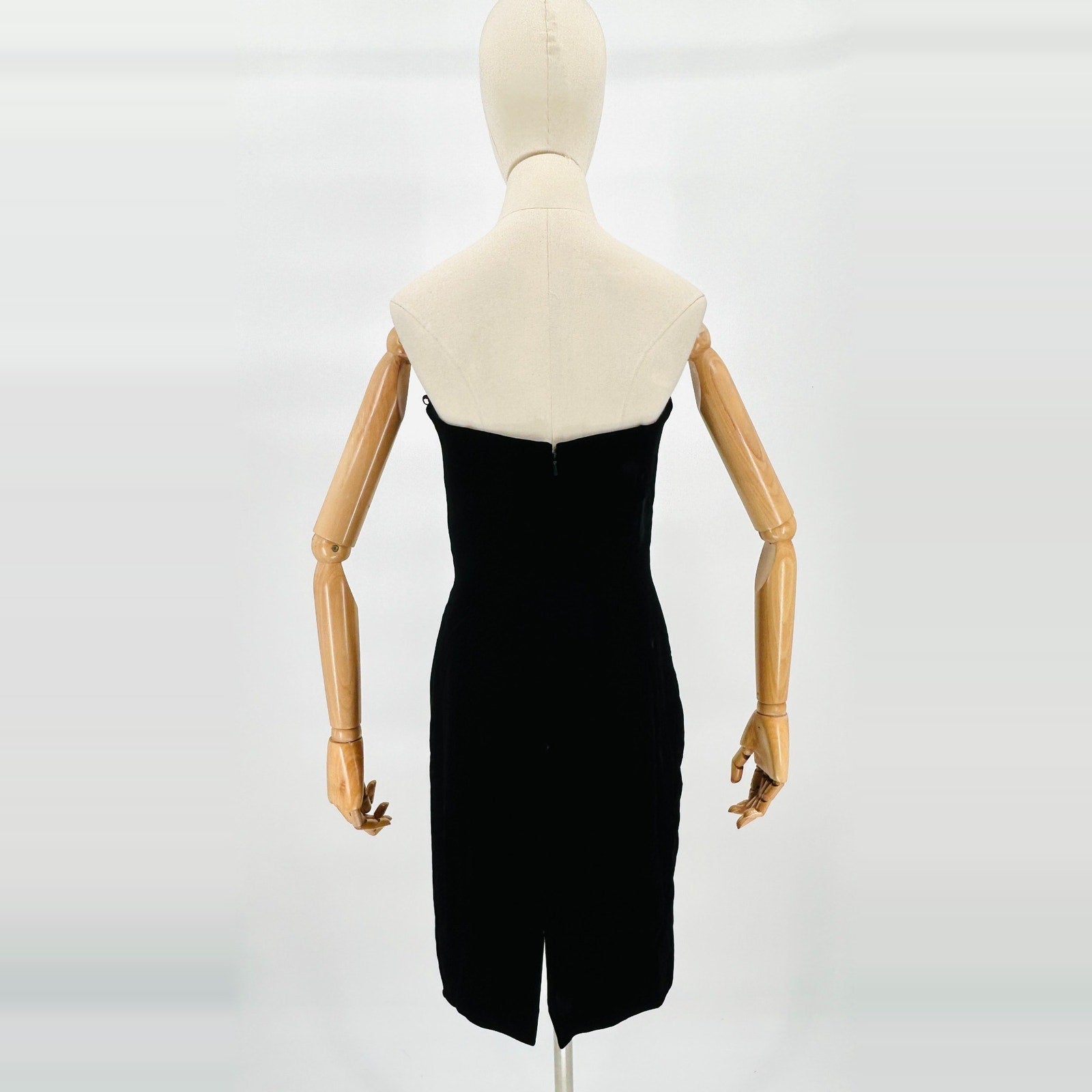 Vintage 80s Black Tie Oleg Cassini Beaded Velvet Cocktail Mini Dress