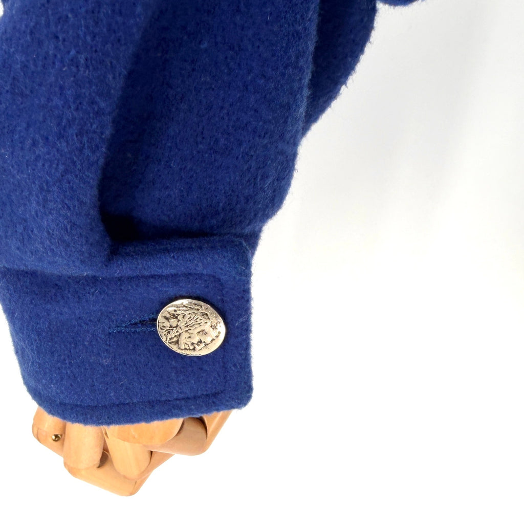Vintage 80s JK Collections Blue Wool Oversized Bomber Jacket