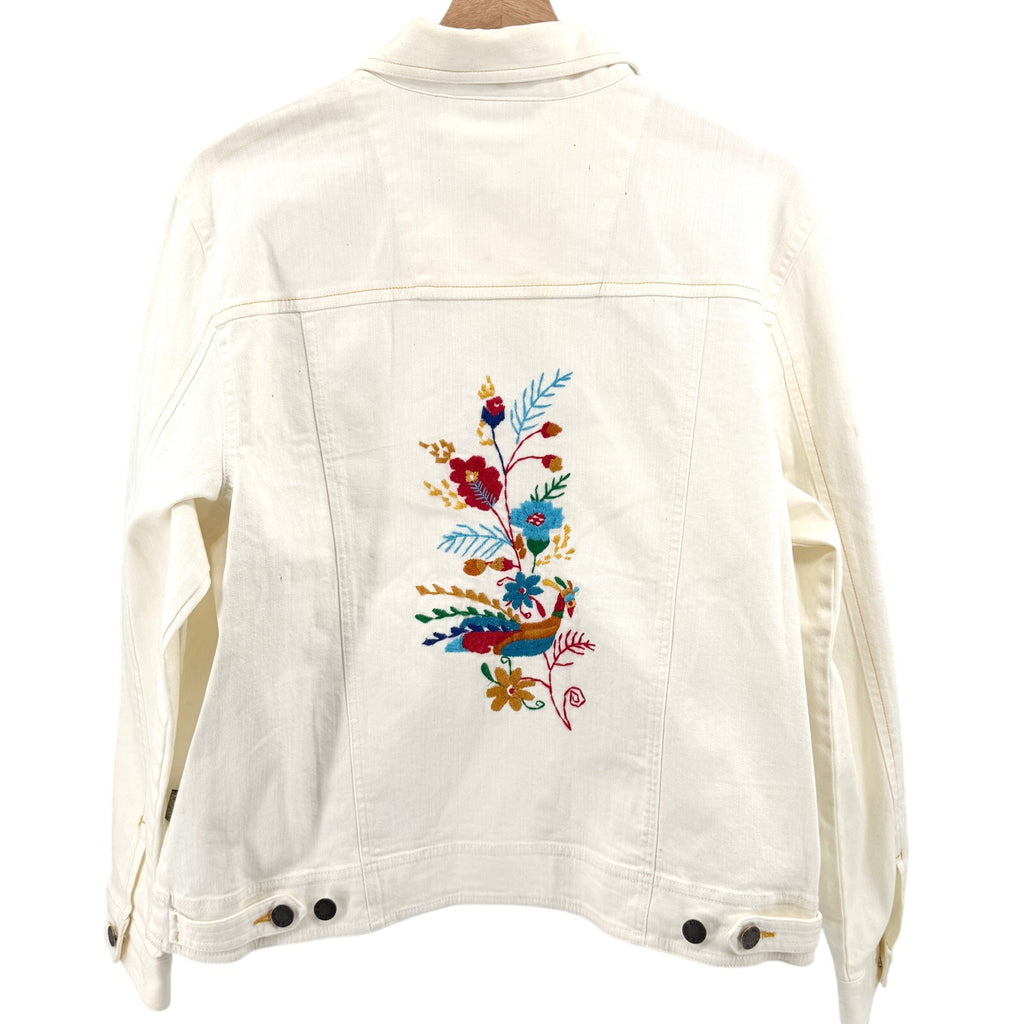 Vintage 90s Blassport Cream Floral Embroidered Denim Jacket