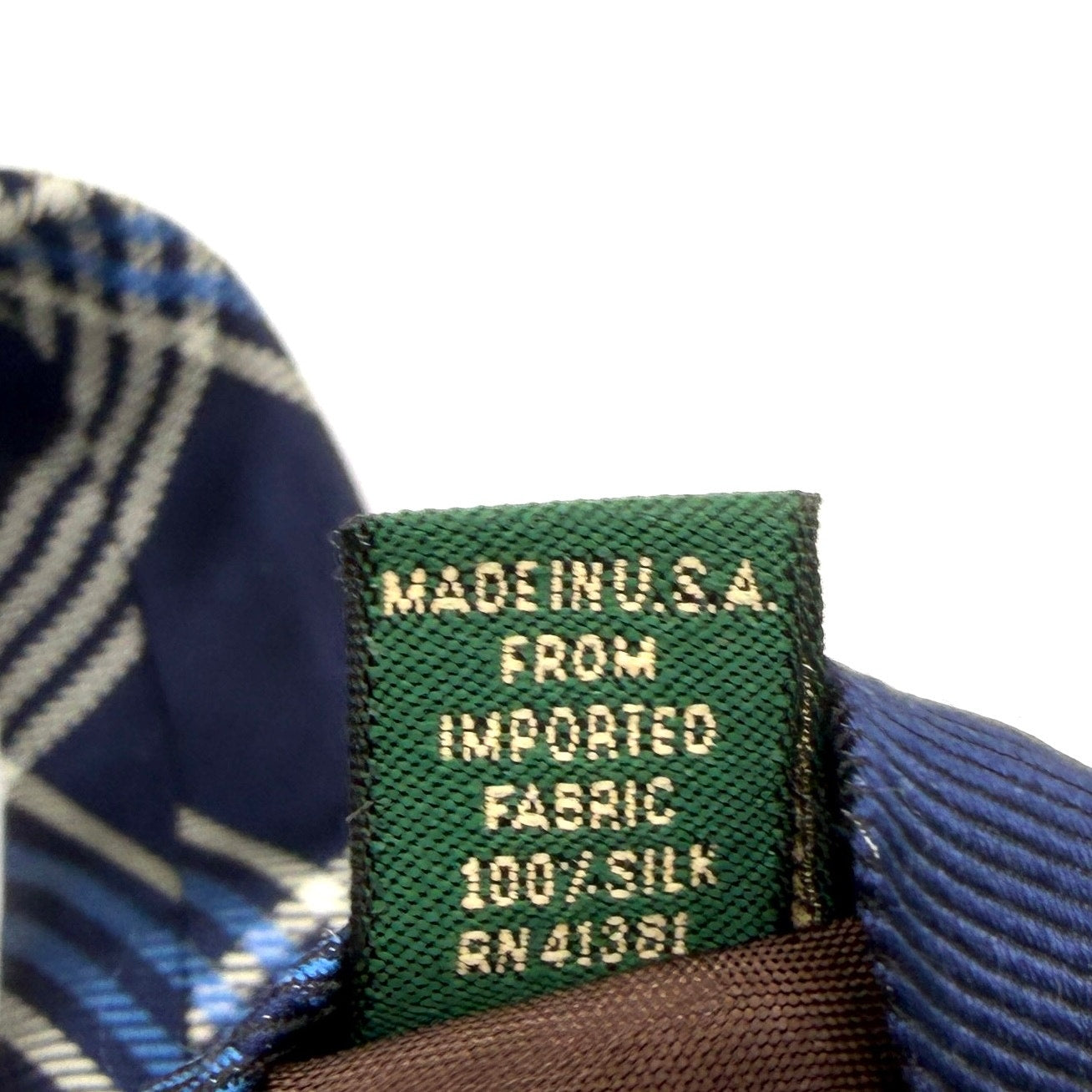 Vintage 90s Lauren Ralph Lauren Navy 100% Silk Tartan Plaid Necktie