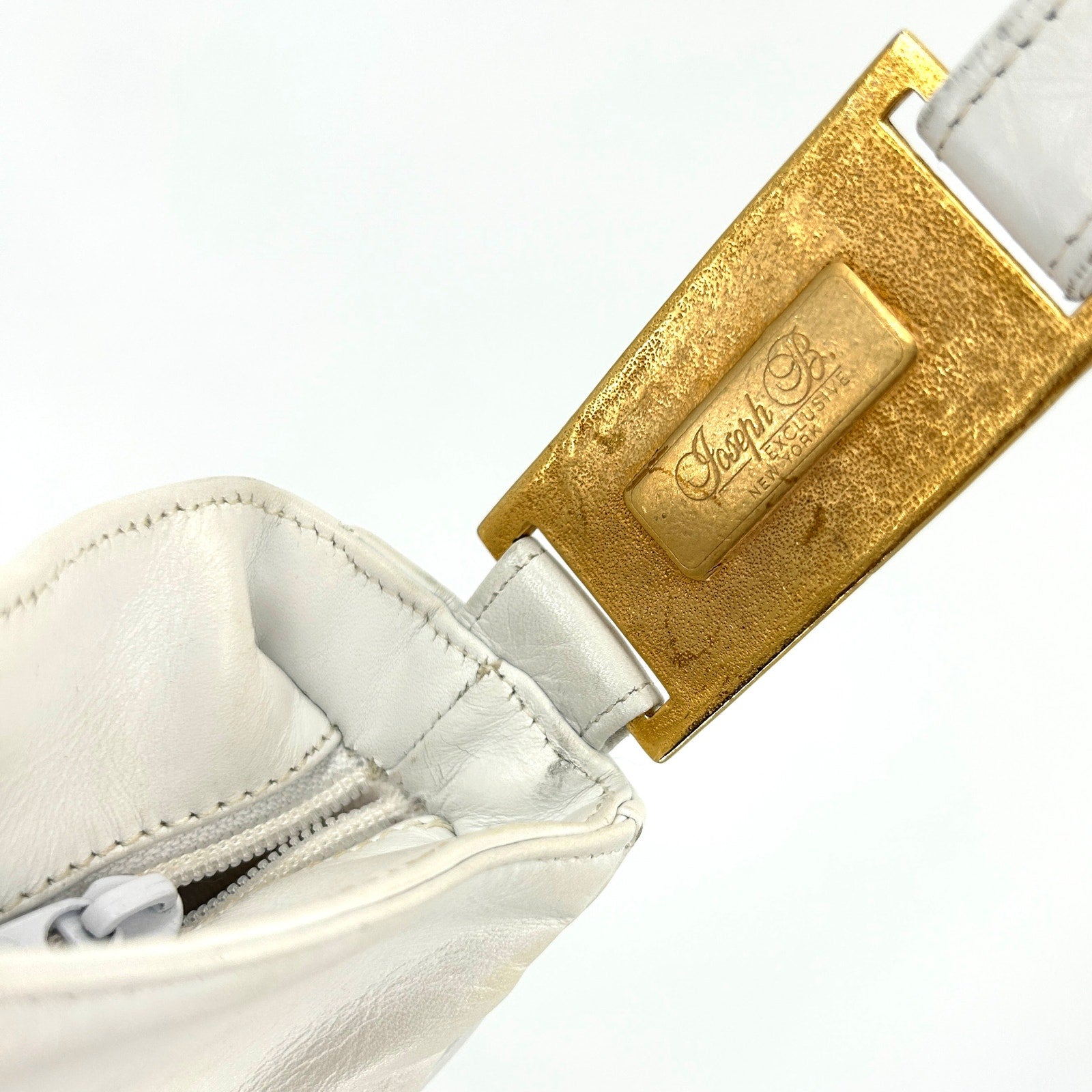 Vintage 80s Joseph B Exclusive White Leather Jewel-Embellished Satchel