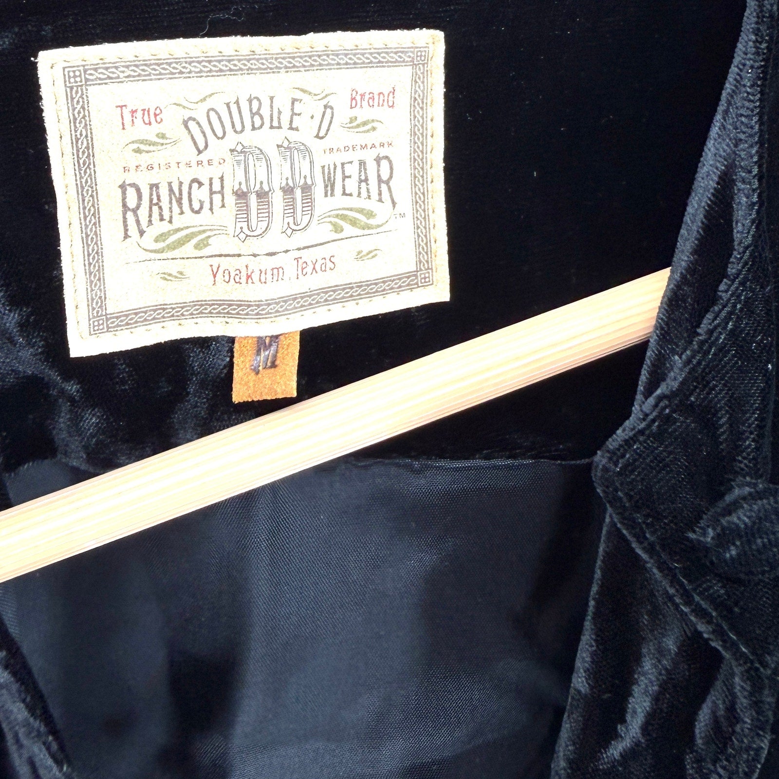 Vintage 90s Double D Ranchwear Embroidered Black Velvet Vest and Maxi Skirt Set